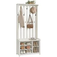 VASAGLE Garderobenständer Garderobe, Garderobenständer, Kleiderständer, Schuhbank, Garderobe mit Ablage