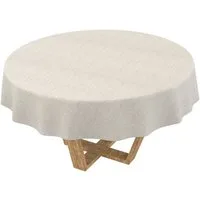 ANRO Tischdecke abwaschbar Barcelona Stoff Hochwertig Blätter Natur Boho (Einzelstück 1-tlg), Stoff schmutzabweisend Rund 100 Blätter Beige
