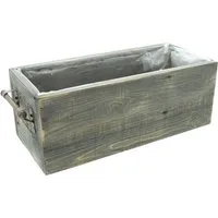Dekoleidenschaft Blumenkasten "Grey" aus recyceltem Holz, grau gekalkt, Pflanzkasten 40x18x15 cm, im Antik Look, Pflanzbox, Balkonkasten, Blumentopf, Pflanztopf