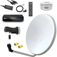 ARLI ARLI 60 cm HD Sat Anlage weiss Set inkl. Receiver +Kabel +Stecker SAT-Antenne (60 cm, Stahl)