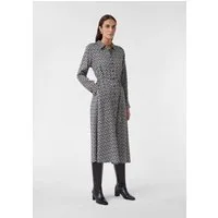comma Midikleid Kleid Langes Hemdblusenkleid mit Eingrifftaschen und All-over-Print