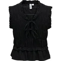 ONLY Blusenshirt ONLGOA S/S LINEN BL FRILL TOP CC PN