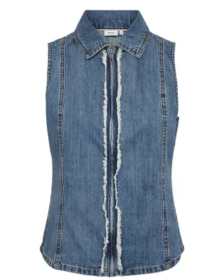 Nümph - Taillierte Jeans-Weste mit Reißverschluss blau - Gr. - 40