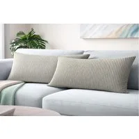 Amilian Kissenbezüge 40x80 cm 2er Set Cord-Optik Hotelverschluss - Zierkissenhülle Sofa, weich, pflegeleicht, formstabil