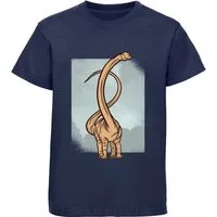 MyDesign24 T-Shirt bedrucktes Kinder T-Shirt mit langhalssaurier 100% Baumwolle mit Dino Aufdruck i48