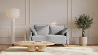 BRUNO Schlafsofa 120cm in Hellgrau | Flow | stabiles Massivholz & Boxspringkomfort