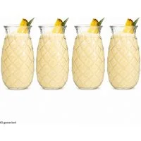 MamboCat Cocktailglas 4x Pina Ananas Gläser 400ml Cocktail-Glas transparent Longdrink Party, Glas
