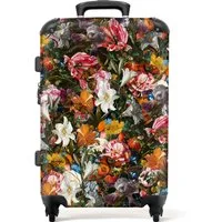 NoBoringSuitcases.com© Hartschalen-Trolley mit leuchtende Räder - Blumen - Kunst - Alte Meister - Frau 67 cm - 72, 4 Rollen, Hartschalenkoffer Mittel Groß für 20kg, Frauen Reisekoffer Trolley