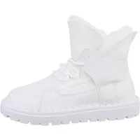 Ital-Design Damen Snowboots Freizeit Snowboots Flach Schnürstiefeletten in Weiß