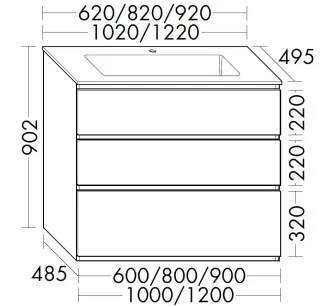 Burgbad Mineralguss-Waschtisch+Waschtischunterschrank Lin20 Melamin Eiche Dekor SGHU062F7331C0001