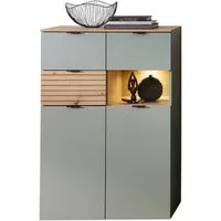 Innostyle Highboard INA Highboard, 84 x 125 x 45 cm (B/H/T) (1 St), 2 türig, 3 Schubladen, inkl. Beleuchtung, Softclose
