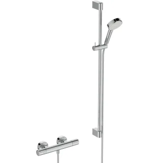 Ideal Standard Brausegarnitur mit Thermostat Ceratherm T25 Brausestange 90cm Chrom, A8473AA A8473AA