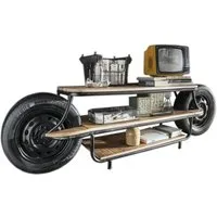 More2Home Lowboard CUSTOM BIKE, Mangoholz massiv, mit 2 echten Rädern für Biker