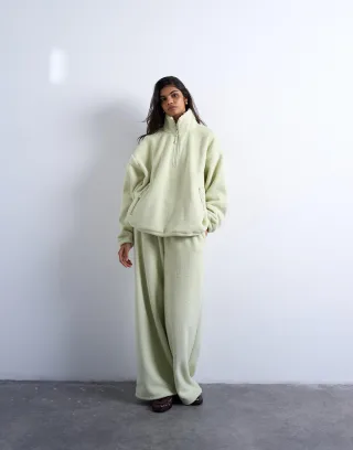 TOPSHOP - TSDIMA LS FLEECE QUARTER ZIP SWEAT JRS Bright Green - Gr. - L