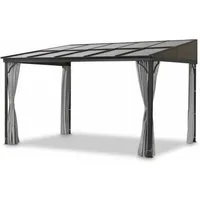 Leco Terrassendach "Melanie", Bedachung aus Polycarbonat Stegplatten, (grau, 400 x 300 x 214 cm (L x B x H), inkl. vier Seitenteilen aus wetterfestem Polyester