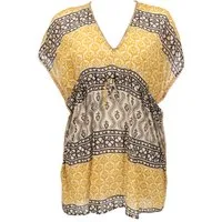 Guru-Shop Longbluse Leichter Kaftan mit Perlenbordüre, Boho XL.. alternative Bekleidung
