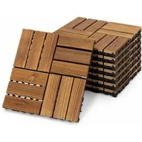 BlingBin Terrassendielen Holzfliesen 1 m² Akazien Klickfliesen 30x30 cm Terrassenfliesen Balkon, 1 m², BxL: je 30x30 cm, (11er Set, 11-St., Fliesen in Holzoptik für Balkon, Garten, Terrasse, Ourdoor), UV-beständig, Stecksystem, Außenbereich, Garten, 