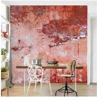 Bilderdepot24 Vliestapete Beton Grunge Betonwand Rot Betonoptik Tapete Industrial Rustikal, Glatt, Matt, (Vliestapete inkl. Kleister oder selbstklebend), Wohnzimmer Schlafzimmer Küche Flur Fototapete Motivtapete Wandtapete