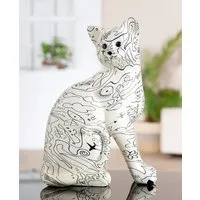 GILDE Skulptur Katze Skulptur Modern Art Einliniendesign Kunstharz Weiß (1 St)