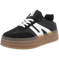 Ital-Design Damen Low-Top Freizeit Sneaker (88843379) Keilabsatz/Wedge Sneakers Low in Schwarz