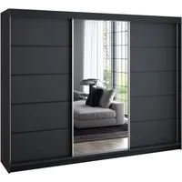 A&J MöbelLand GmbH Schiebetürenschrank VILUNO mit 4 Schubladen und Spiegel (TOP ANGEBOT! Geräumiger Schrank mit einer Breite von 200 cm und Spiegel, ideal zur Aufbewahrung von Kleidung und Accessoires. 4 Schubladen und viel Stauraum. TOP PRODUKT! Wäh