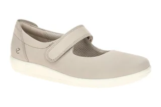 Ecco 207503 SOFT 2.0 Mary Jane Ballerina in Grau - pure cashmere, Klettversch...