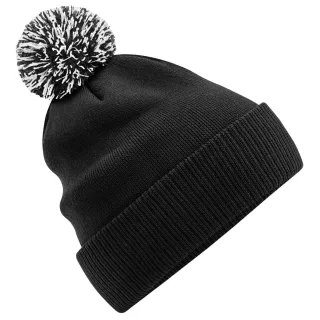 Beechfield - "Snowstar" Mütze recyceltes Material (Schwarz/Weiß)