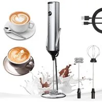 Futicare Milchaufschäumer Elektrischer Milchaufschäumer, USB wiederaufladbar, 3 Stufen, für cremigen Milchschaum, geeignet für Cappuccino und Latte Macchiato