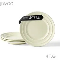 JIWOO Teller 4er Ø21,4cm, Salatteller Frühstücksteller Pastateller Dessertteller, (4 St), Keramik Hochwertiges Tellerset Gelb Mikrowellen spülmaschinenfest