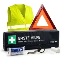 FLEXEO KFZ-Verbandkasten DIN 13164:2022, (1 St), Erste-Hilfe-Tasche inkl. Warndreieck und Warnweste