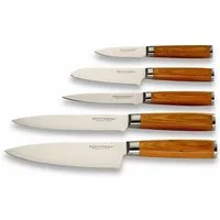 ECHTWERK Messer-Set Damaszener (Set, 5-tlg), Küchenmesser-Set mit Holzgriffen in natürlicher Optik