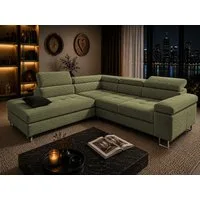 Goldstoff Ecksofa mit Schlaffunktion, Cord Couch für Wohnzimmer - Cord Ecksofa, Cord Sofa VOYAGE 2 Teile, Großer Bettkasten