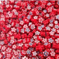 Armena Mosaikfliesen Blütenform Millefiori Glas Mosaiksteine gemischt 7-10mm 100g c.a110st., rot