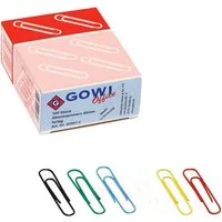 GOWI Büroklammer, 50 mm, mehrfarbig mit Kunststoffüberzug, rund, 100 Stück
