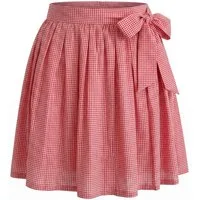 German Wear Dirndlschürze GW1604-1 Rot, Dirndlschürze Trachtenschürze Mini Dirndl Dirndel Rot Kariert