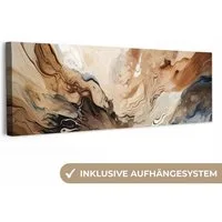 OneMillionCanvasses® Leinwandbild Panorama Abstrakt - Kunst - Farbe - Beige - Modern, Fotodruck (1 St), Wandbild, Deko Schlafzimmer Wohnzimmer Flur 60x20 cm