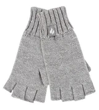 Ladies Solid Knitted Fingerless Gloves | HEAT HOLDERS | Grau