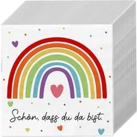 CEPEWA Papierserviette Servietten 'Regenbogen' 80er Set 33x33cm 3-lagig Papierserviette Tuch