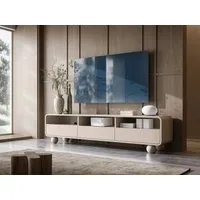 MOEBLO TV-Board BERLIN RTV 180 (in Kaschmir, modernes Lowboard mit 3 Schubladen, 3 offenen Fächern, Tip-on, Vollauszug und Kugelfüßen, 180 cm, TV Bank TV Tisch Fernseher Tisch TV Möbel), (BxHxT): 180 x 44 x 39 cm