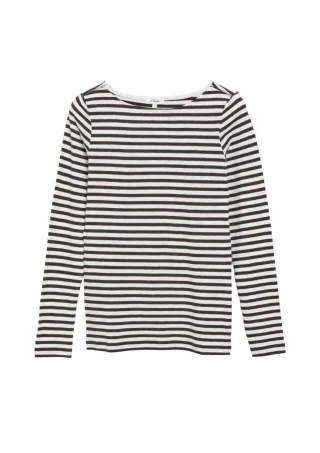 s.Oliver Red Label - Gestreiftes Langarmshirt beige/braun - Gr. - 40