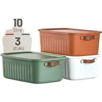 Luxury Bites Aufbewahrungsbox mit Deckel, 20L-15L -10L BPA-freie Kunststoff, nestbar und stapelbar (6 Farben, 9 Farbkombiationen, 3er Set)