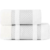 JESSIS TEX Handtuch Set Handtuch EDEL, Baumwolle 4-Tlg. Handtuch Set, Weiß-Silber, (Set, 4-St), einfarbiges Handtuch-Set, Baumwolle, 2x Handtuch & 2x Badetuch