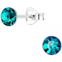 ALEXANDER YORK Paar Ohrstecker KRISTALL 5 mm blue-zircon, 2-tlg., 925 Sterling Silber