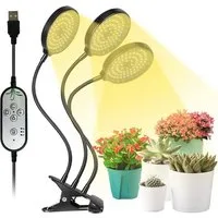 Rosnek Pflanzenlampe 1/2/3/4 Köpfe, dimmbar, ein Clip, Timer, für Zimmerpflanzen, Sonnenähnliches Sonnenlicht Vollspektrum (4000K), sonnenähnliches Vollspektrum