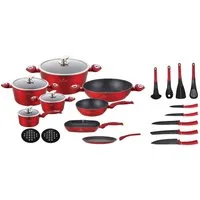 Edenberg Topf-Set 23 tlg, Modernes Topfset mit Pfannen in elegantem, intensivem Rot, Aluminium, Aluminiumguss, Edelstahl (Gönnen Sie sich dieses elegante Premium-Kochgeschirr-Set in strahlendem Rot und genießen Sie Qualität, Stil und Kochkomfort auf 