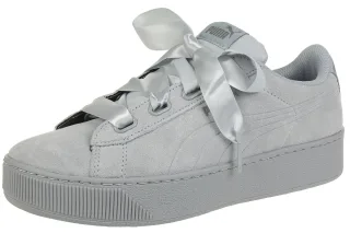 Puma Vikky Platform Ribbon S leather Sneaker Damen Schuhe 366418 02 grau