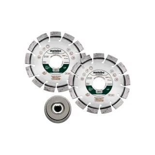 Metabo Set 2xDiamanttrennscheibe 115x22,23mm, UP+ 1xQuickspannmutter M 14 - 628581000