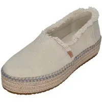 TOMS VALENCIA Espadrille White Onyx Textured Denim Fray