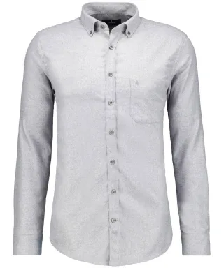 RAGMAN - Uni-Hemd Ceramica, Button-down-Kragen Grau-Melange - Gr. - M