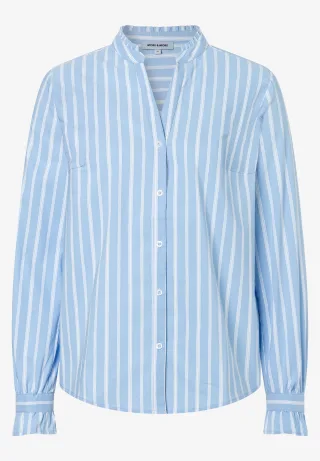 MORE & MORE - Gestreifte Bluse mit Stehkragen blau - Gr. - 40